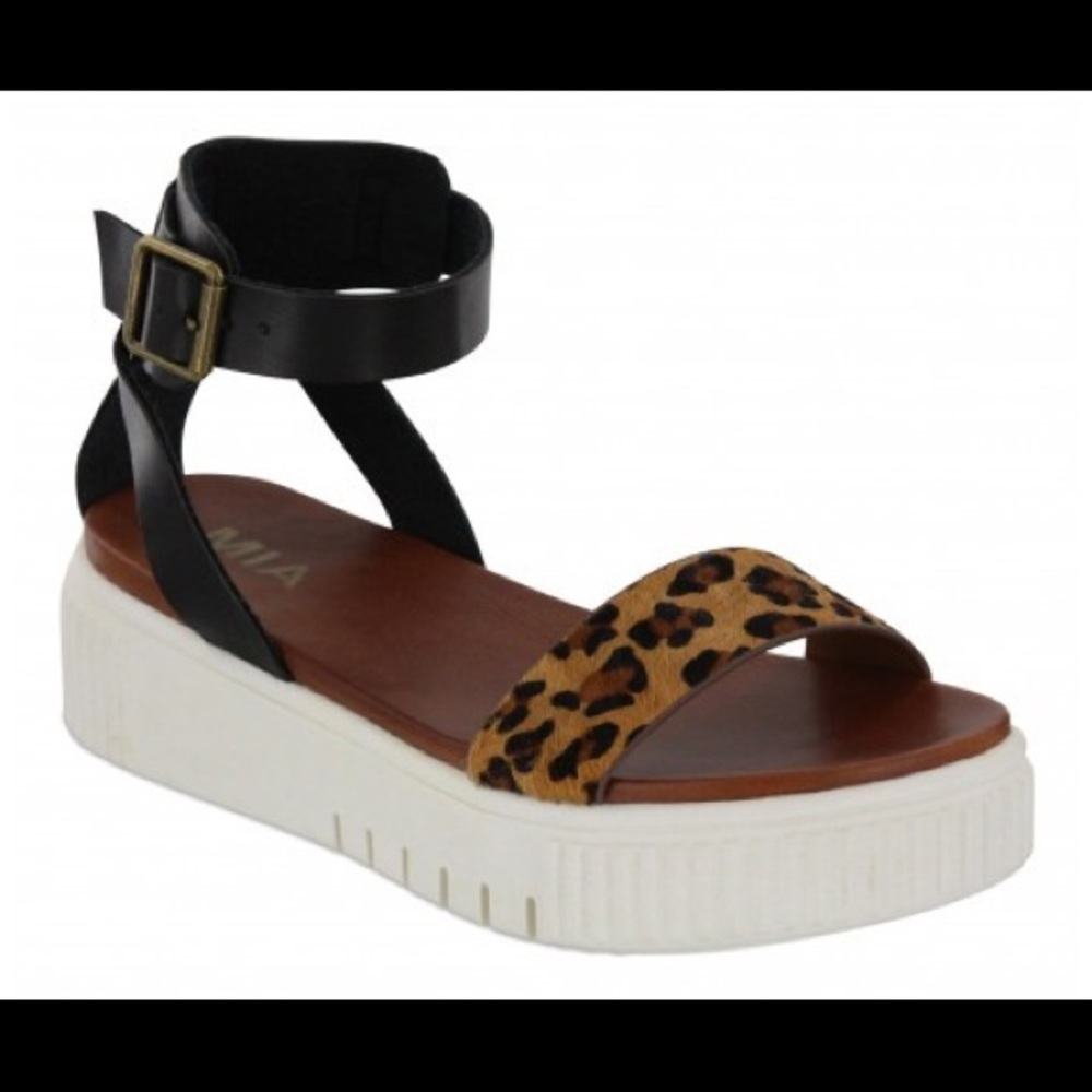 MIA Lunna L Leopard Print Flatform Sandals